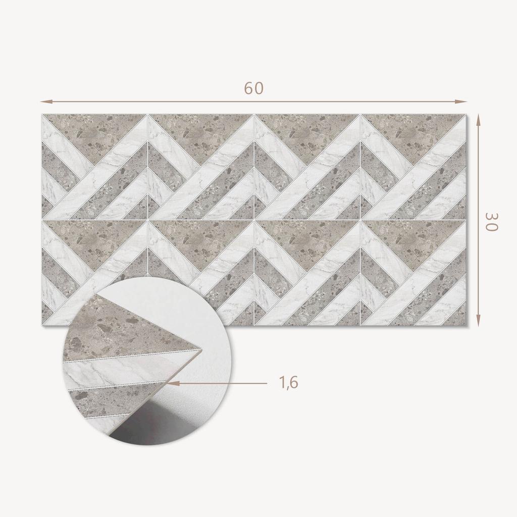 Dekor Ścienne Kafelki Samoprzylepne Do Salonu Geometryczny Wzór W Płytkach 6X60X30 Cm