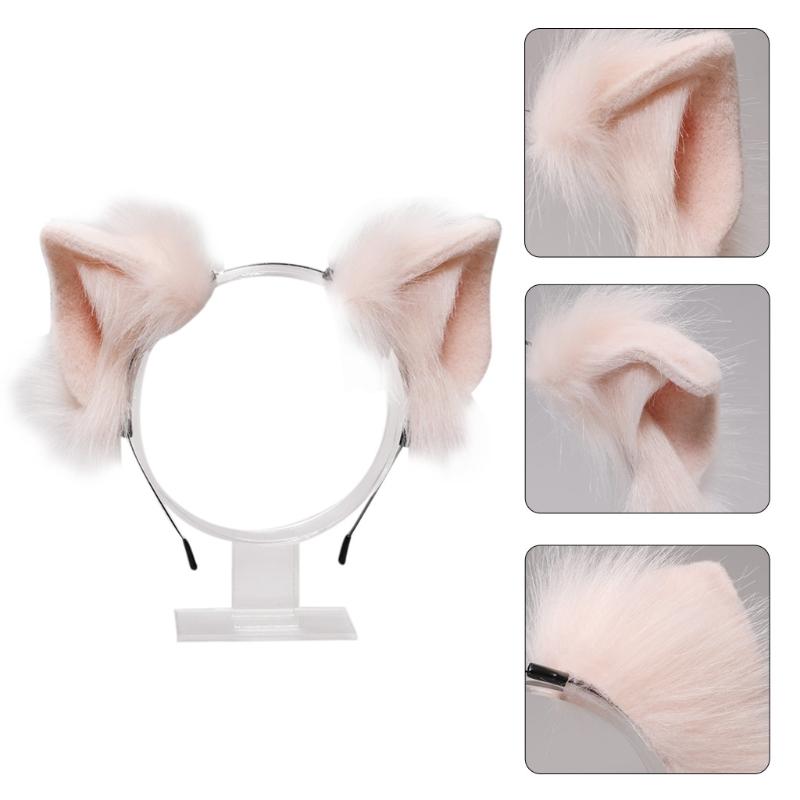 Lolita Headbands Furry Animal for Cat Ears Headwear Kawaii Hair Hoop for Halloween Cosplay Headpiece Party Supplies