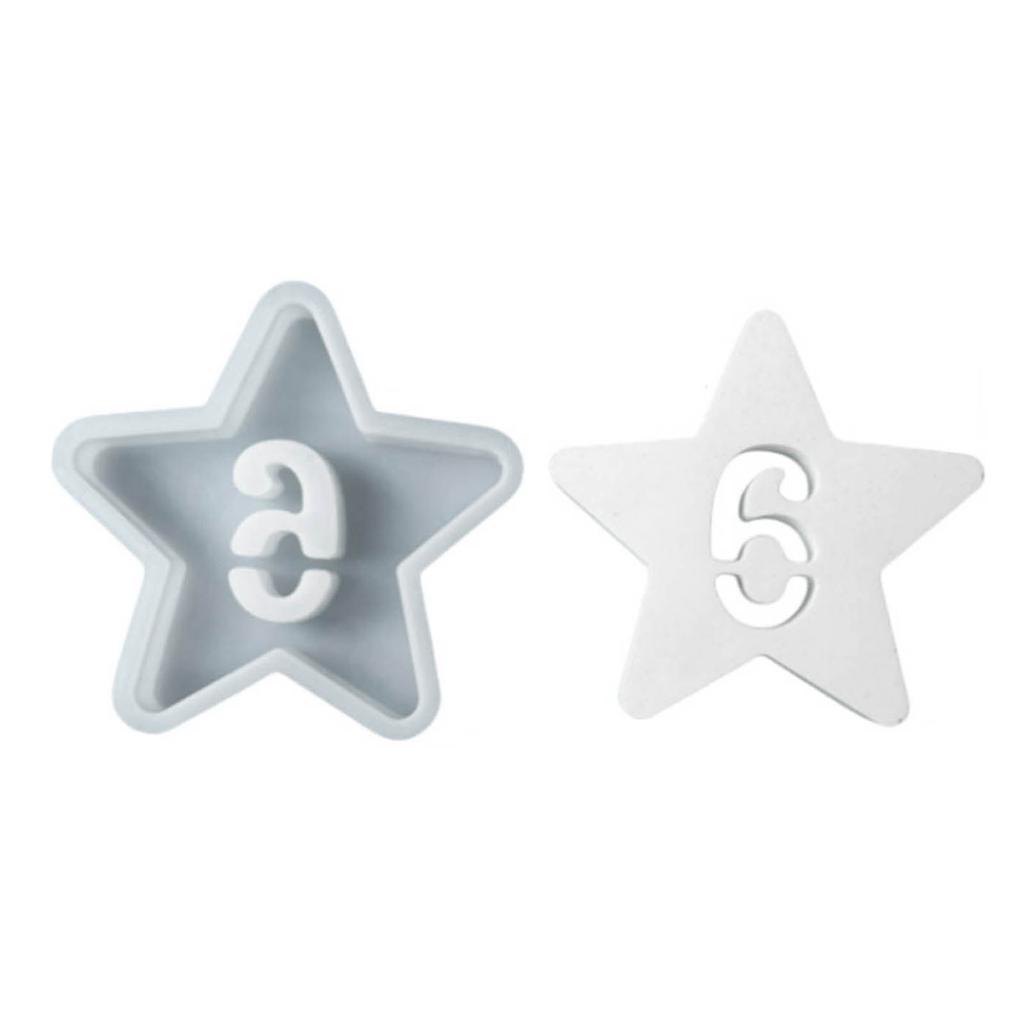 Hollow Number Silicone Molds Star Shape Casting Mould Epoxy Resin Mould DIY Baking Molds Candle Molds Home Decorations