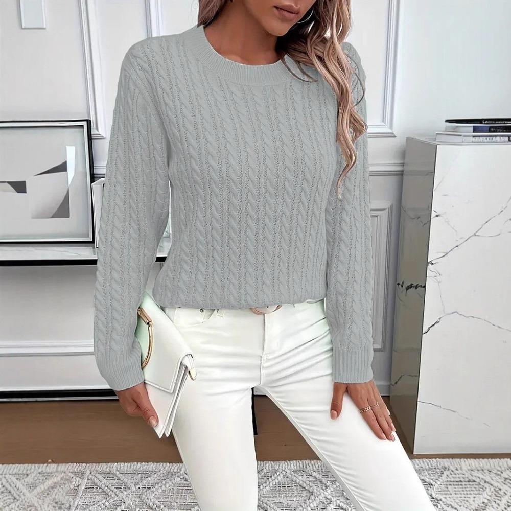 Универсальный и модный свитер с круглым вырезом для женщин на осень и зиму