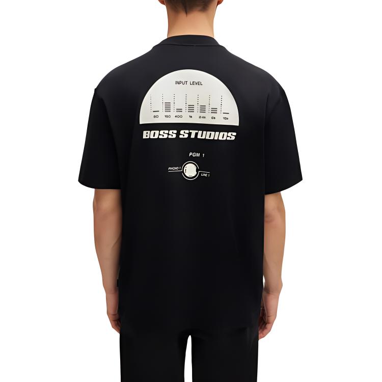 HUGO BOSS T-Shirts Men's Black Crew Neck Moderate Straight Fit 50510218-001