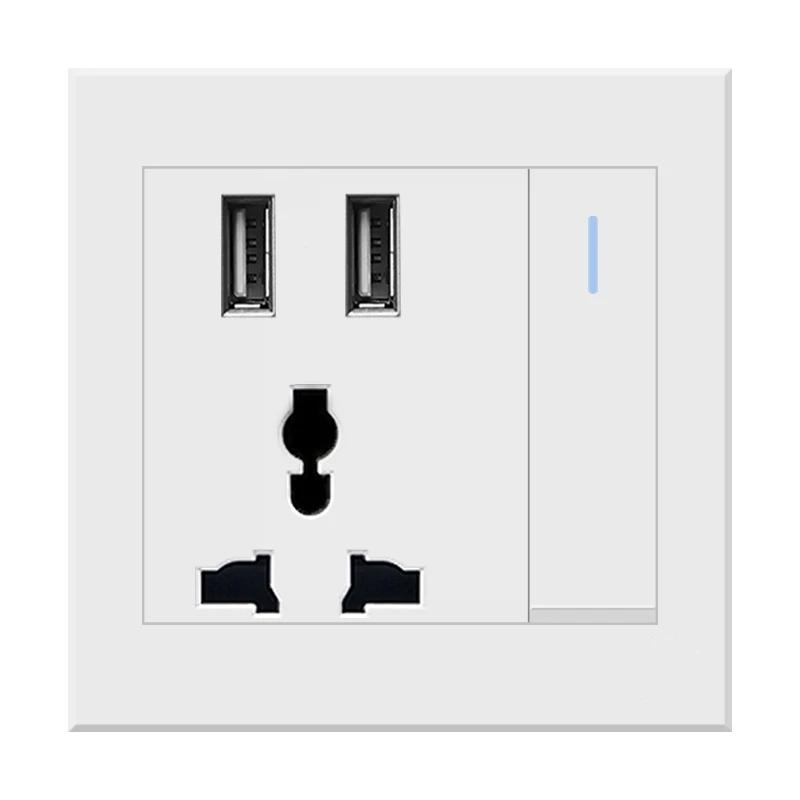 Depoguye Universal USB Wall Socket with Light Switch, 2.1A Dual USB Phone Charging Port, Switch Control Socket AC110V -250V