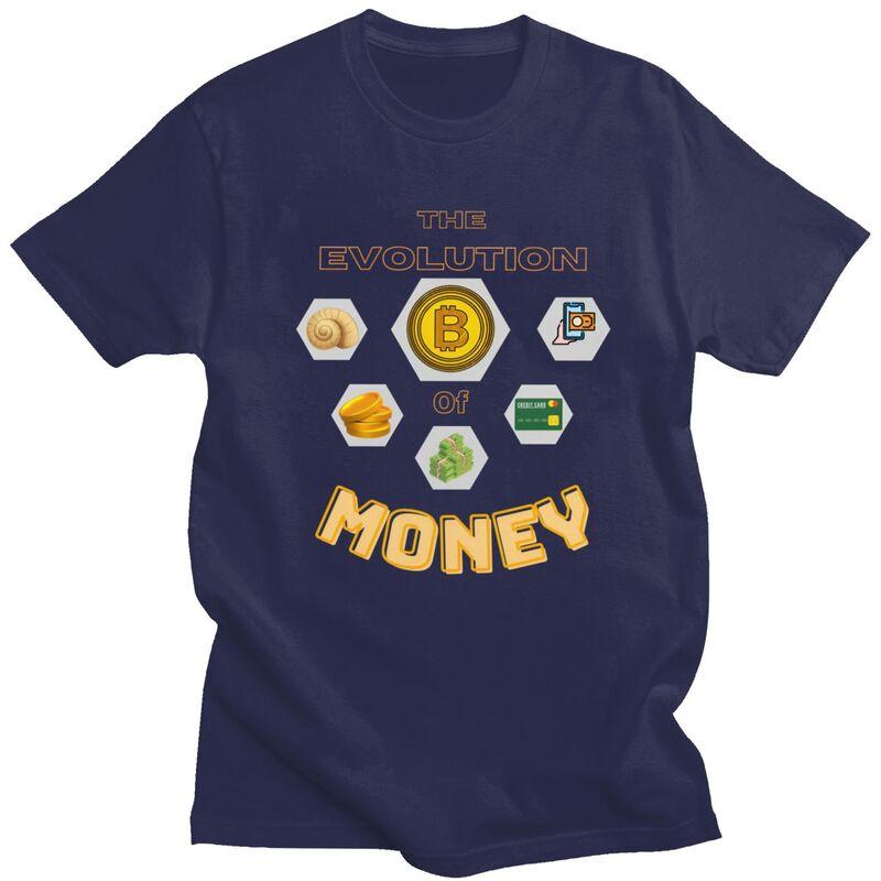 The Evolution Of Money T Shirts Unisex Crypto Bitcoin Gift Tshirt Streetwear Tee Tops For Husband Pure Cotton Slim Fit Tshirts