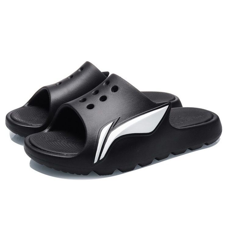 Li-Ning Versatile Casual Durable Comfortable Rubber Sole Slide Sandals Men Footwear Black White ABTR005-2