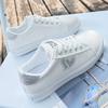 Женские повседневные кроссовки - Дышащие тканевые туфли на шнуровке с ПВХ подошвой, Белый дизайн с низким верхом, Всесезонный комфорт для повседневной одежды
