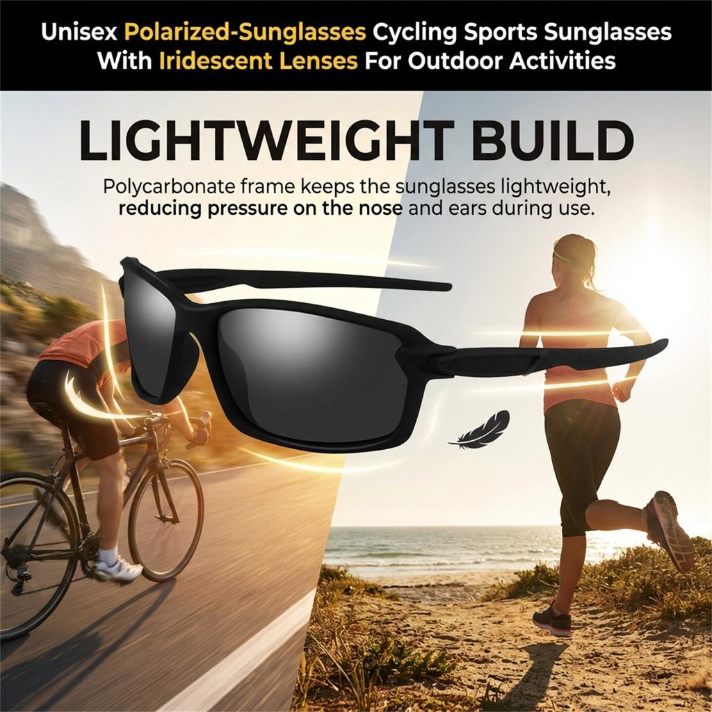 Unisex Polarized-Sunglasses Cycling Sports Sunglasses With Iridescent Lenses For Outdoor Activities