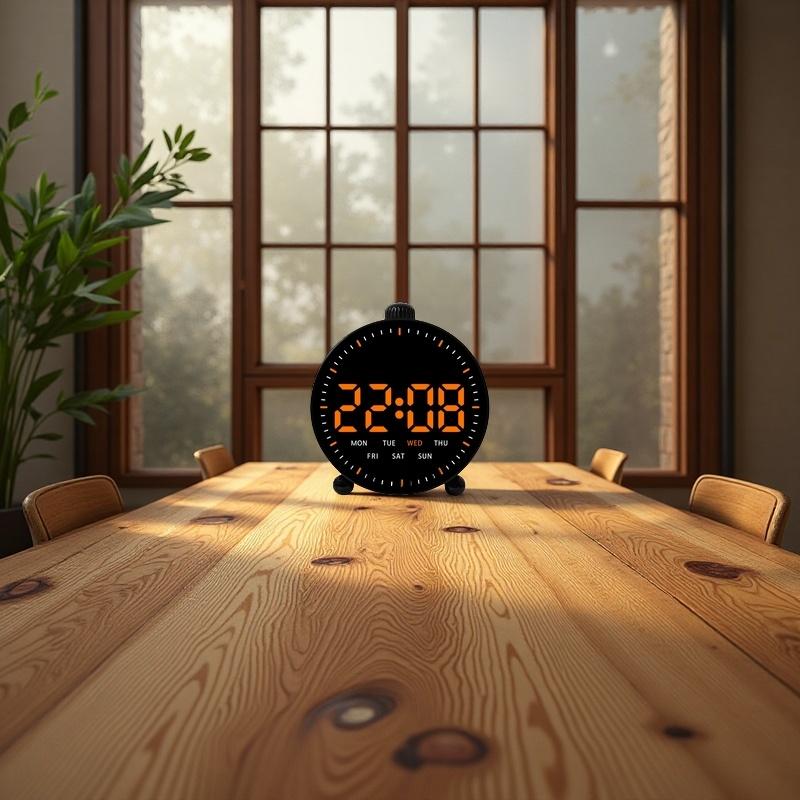Светодиодный цифровой будильник с отображением даты и дня недели, 2 будильника, таймер обратного отсчета, секундная стрелка, прикроватные электронные часы, формат времени 12/24 часа, питание от USB
