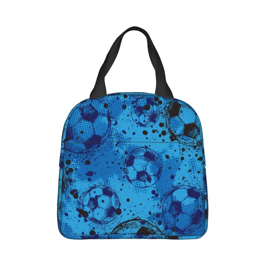 Cartoon Soccer Ball Football Insulated Lunch Bags Large Meal Container Thermal Bag Lunch Box Tote College Travel Food Handbags