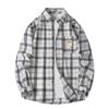 Men Shirt Plaid Loose Street Long Sleeve Casual Shirt Black Oversized Soft Shirt Spring Autumn