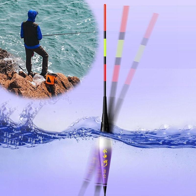 Smart Led Fishing Float 2Light Highly Sensitive Remind Buoy Gravity Sensor Glowing Electric Night Fishing Long Tail Float