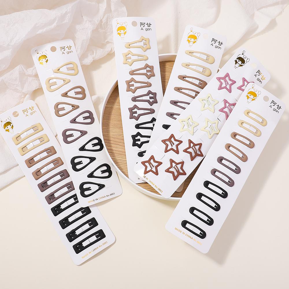 10 шт./лот Милая форма BB Заколки для волос Y2k Металлические заколки Набор Женщины Девушки Ребенок Зажимы для волос Кофейный Молочный цвет Заколки Аксессуары