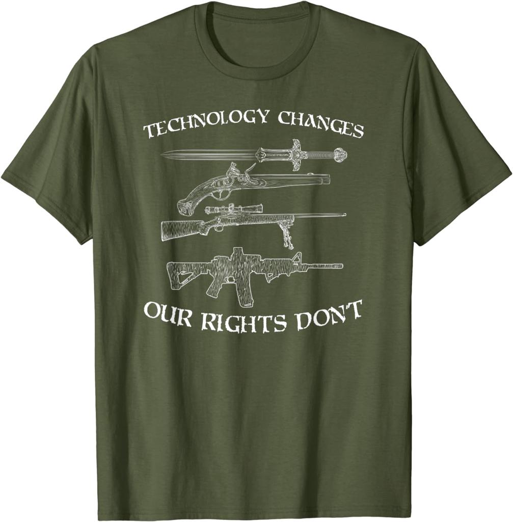 Technology Changes Our Rights Dont Pro Gun 2nd AUnisexdUnisext TShirt New 100 Cotton ONeck Short Sleeve Casual Unisexs Tshirt