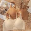 Women Bra Anti-slip Wire-free Push-up Mid-aged Female Underwear Wide Shoulder Strap Full Coverage Seamless Support Bra for Exercise Office Cycling