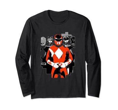 Power Rangers Красный Спектр Командное Единство Группа Ultimate Ranger Футболка с длинным рукавом