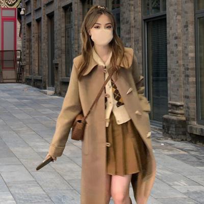 Женское зимнее пальто в деловом стиле с отложным воротником, однобортное, с роговыми пуговицами, средней длины, куртка для поездок на работу, однотонная, плотная