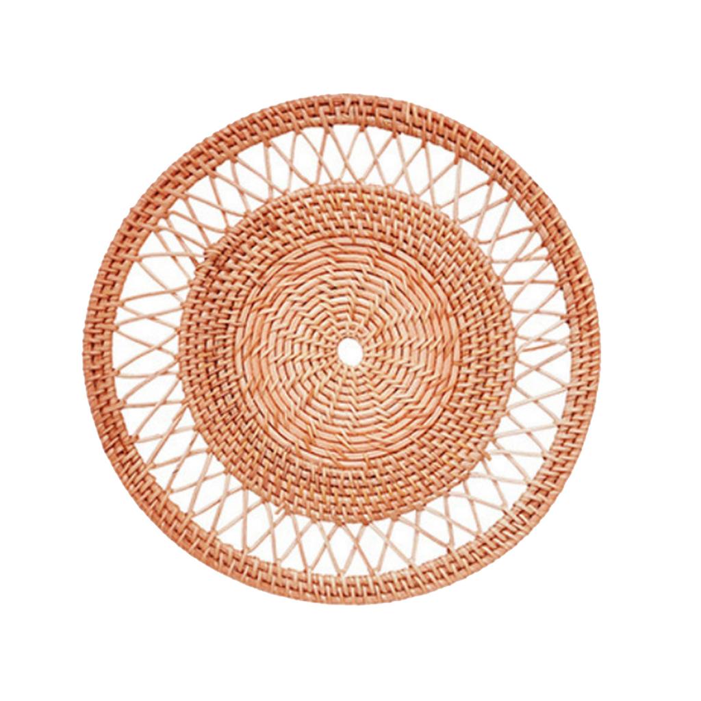 Nordic Styles Handwoven Rattan Flat Wall Basket Elegant Hanging Wall Decors Home Decoration Ornament for Modern Interior