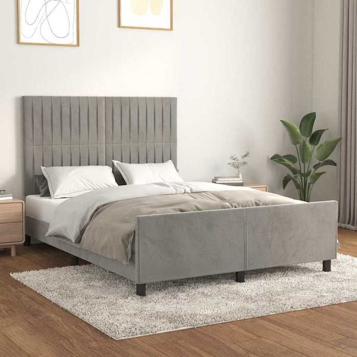 Maison Exclusive - Cadre de lit sans matelas gris clair 140x190 cm velours