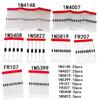 8 Values Fast Switching Rectifier Diode Set 1N4148 1N4007 1N5819 1N5399 1N5408 1N5822 FR107 FR207 Electronic Components Kit