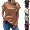 Summer Women's Short Sleeve T-shirt Office Business Casual Commuter Shirt Elegant Temperament Satin Casual Loose Tunic Top