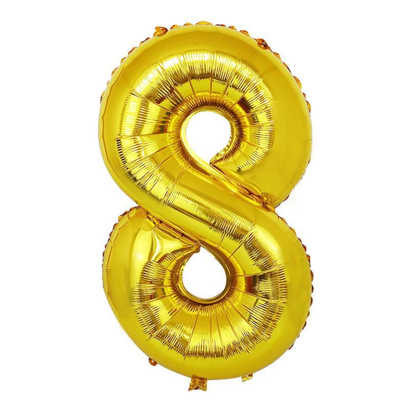 32-дюймовые золотые и серебряные цифровые фольгированные шары для украшения вечеринки - Американский стиль
