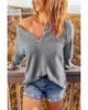 Azura Exchange Henley Drop Shoulder Sweater with Slits