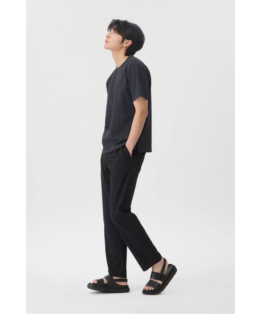 BRENTWOOD [Very Comfortable] Seersack Round Neck T-Shirt Brtam26951Gyx