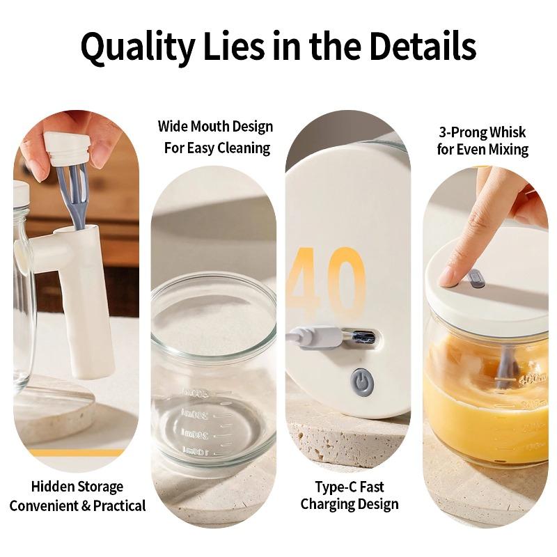 Multi-functional Electric Egg Whisk, Automatic Egg Beater Cup, Household Cream Mixer Tool, Handheld Whisking Gadget for Baking