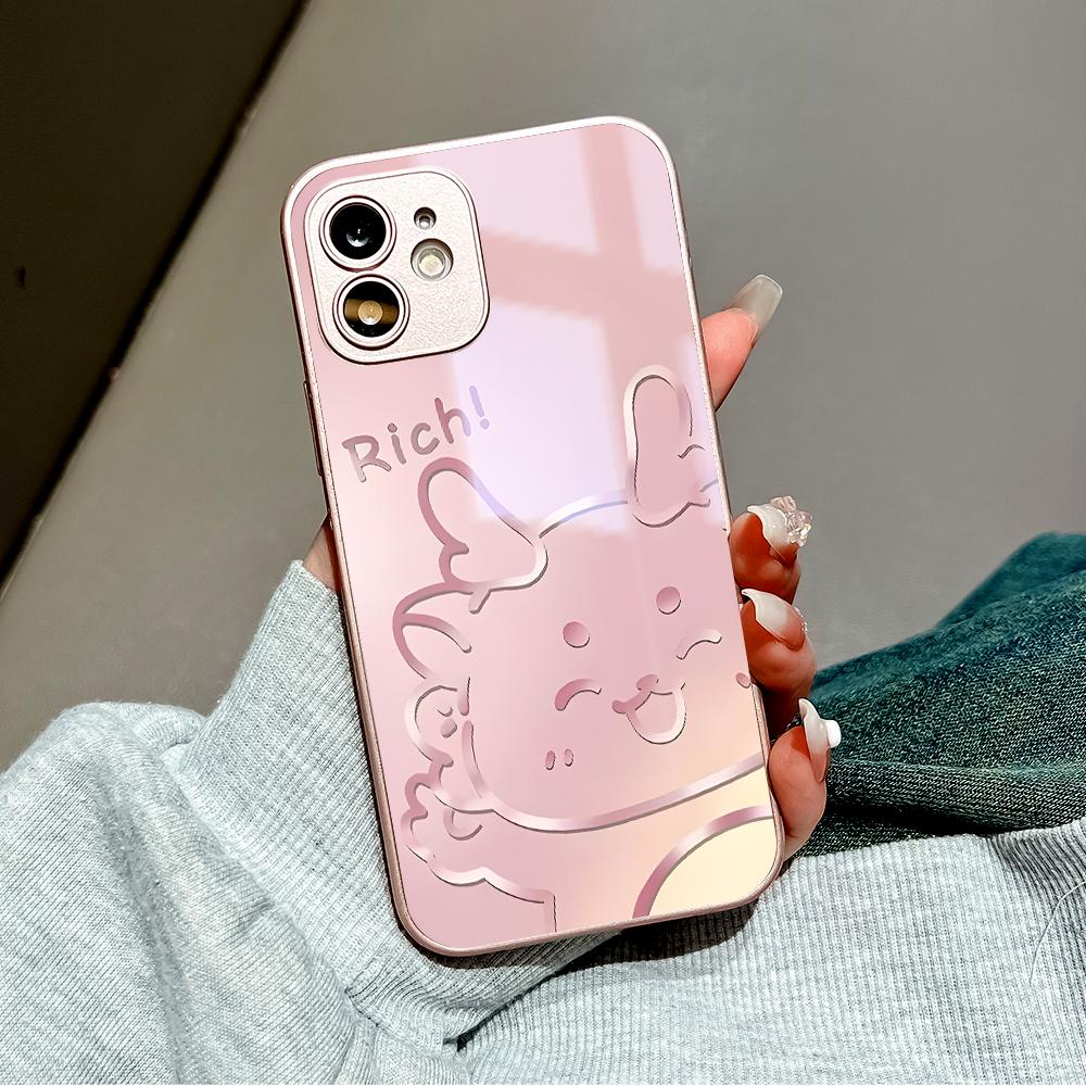 Чехол для телефона с милыми линиями и драконом, металлический лак из закаленного стекла, противоударный чехол для Huawei Honor iPhone OPPO Realme OnePlus Xiaomi Redmi Samsung Vivo