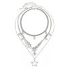 3PCS Trendy Hip Hop Style Star Necklace Set Unique Design Neckchain Stackable Clavicular Chain Trendy Jewelry Gift