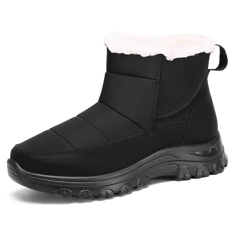 Модные Утепленные Плюшевые Водонепроницаемые Зимние Ботинки для Женщин Толстая Подошва Противоскользящие Хлопковые Ботинки Женские на Массивной Платформе Теплые Снежные Ботинки