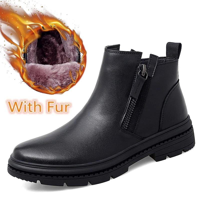 Новые модные мужские ботинки челси, черные повседневные туфли средней высоты, мужские ботильоны ручной работы из натуральной кожи, теплые зимние ботинки