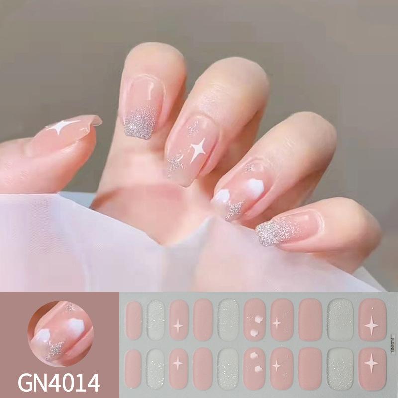 Milky Jelly White Full Cover Nail Stickers Fashion Gradient Adhesive Heart Nail Polish Wraps Women DIY Manicure