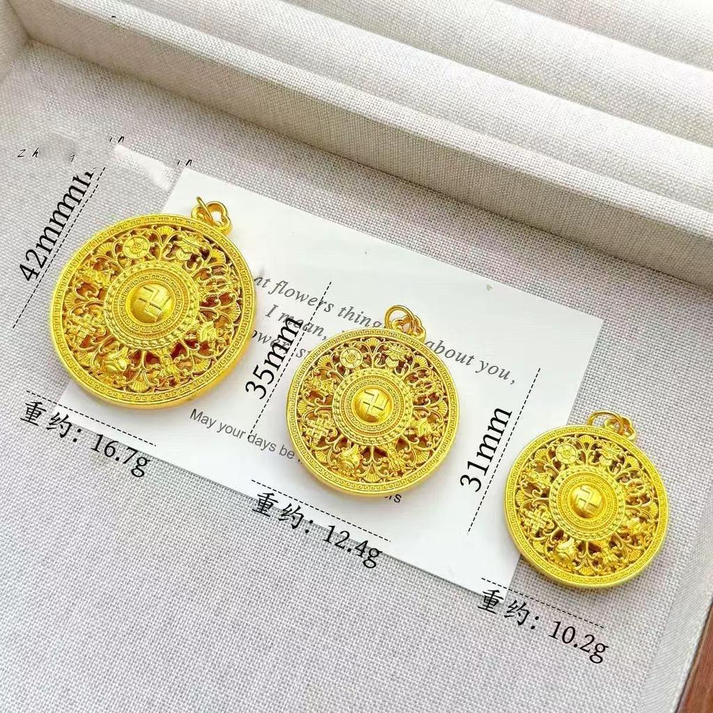 Подвеска Компас Фу Характер Песочное Золото: Двусторонние, Роскошные, Ювелирные изделия с инкрустацией ракушками для женщин