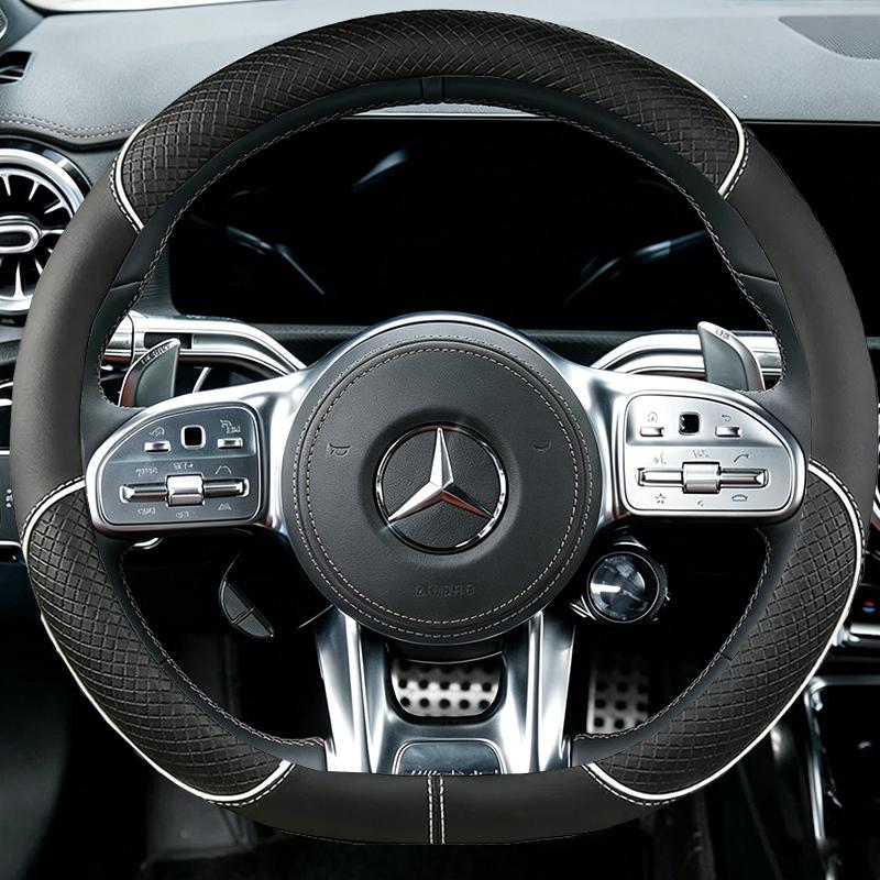 Hand Stitch Red Mark Car Steering Wheel Cover for Mercedes Benz AMG CLA CLS GLB GLE W177 W167 R190 W205 W222 Suede Car Interior