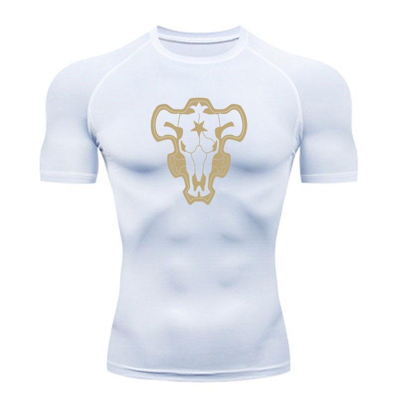 Men's Quick Dry Compression Workout T-shirt, Retro Bull Skul