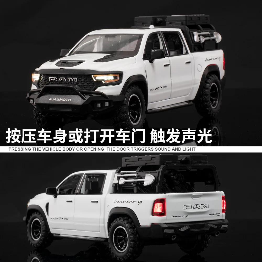 1:32 Dodge RAM 1000 TRX Mammoth Picku, модель автомобиля из сплава, звук и свет, откатная детская игрушка, коллекционные предметы, подарок на день рождения
