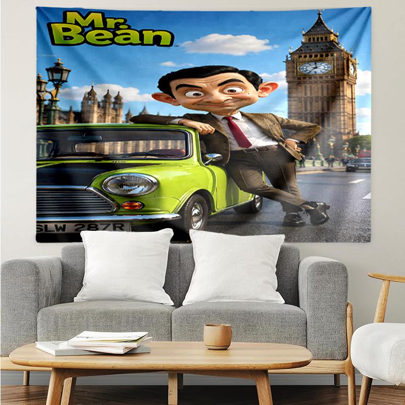 Mr Bean Print Tapestry, Backdrop, Easy Setup, Ideal for Bedroom, Office & Living Room, with Aesthetic Wall Hanging Decor.