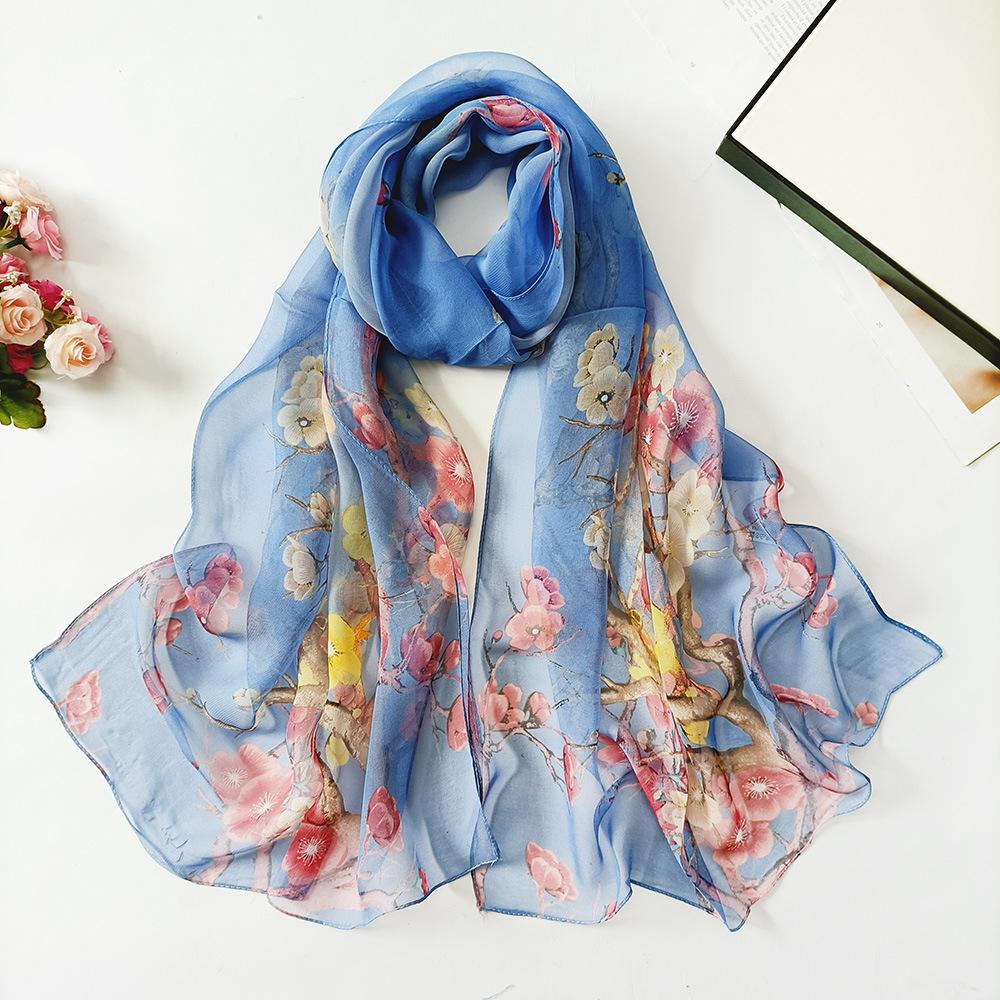 Women's Fashion Long Soft Flower Print Scarf Shawl Chiffon Scarves Beach Scarf