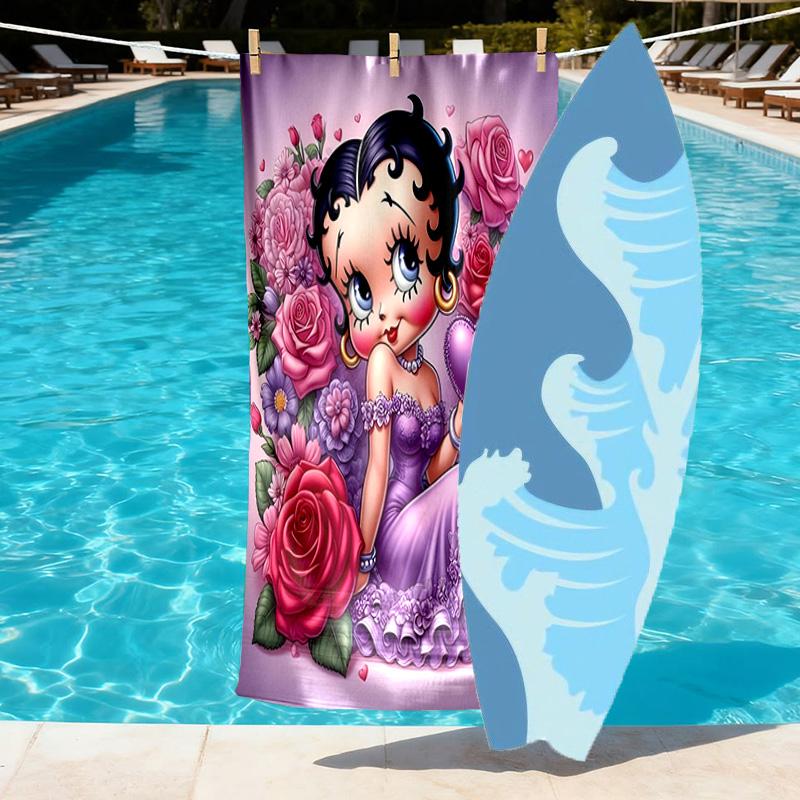 doll Print Beach Towel Design, Soft, Lightweight. for Home Bathroom, Spa, Pool, Yoga, Surfing, Camping, Gift for Family, Friend
