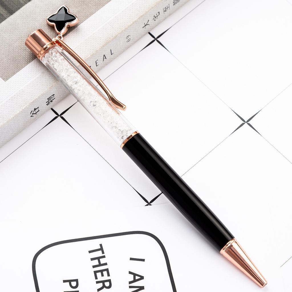 1 шт., шариковая ручка, школьные принадлежности, канцелярские принадлежности, офисные металлические кристаллы, вращающийся люксовый бренд, высокое качество, медсестра, бриллиант, розовое золото, клевер