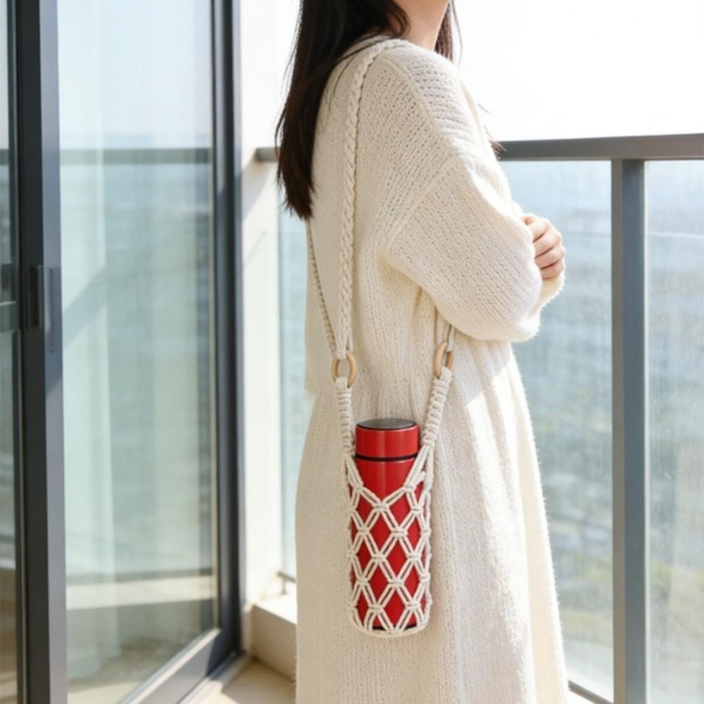 Cotton Rope Hanging Bottle Net Bag Hand-woven Knitting Cup Mesh Bag Wine Bottle Carrier Cup