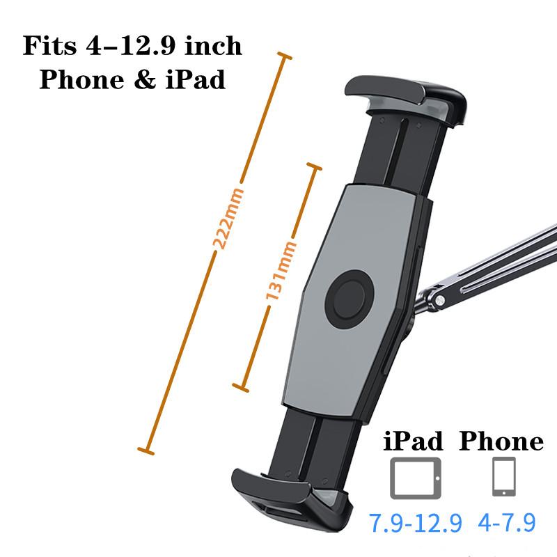 Oatsbasf Tablet Stand for Desk 3-Arm Desktop Phone Holder for iPhone iPad Bed Mount with Clamp for Universal 4-12.9 inch Device