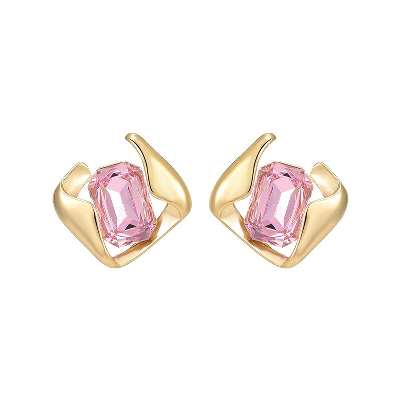 Square Zircon Earrings High-End Sense Light Luxury Exquisite Simple Stud Earrings Niche Design Temperament Earrings Women