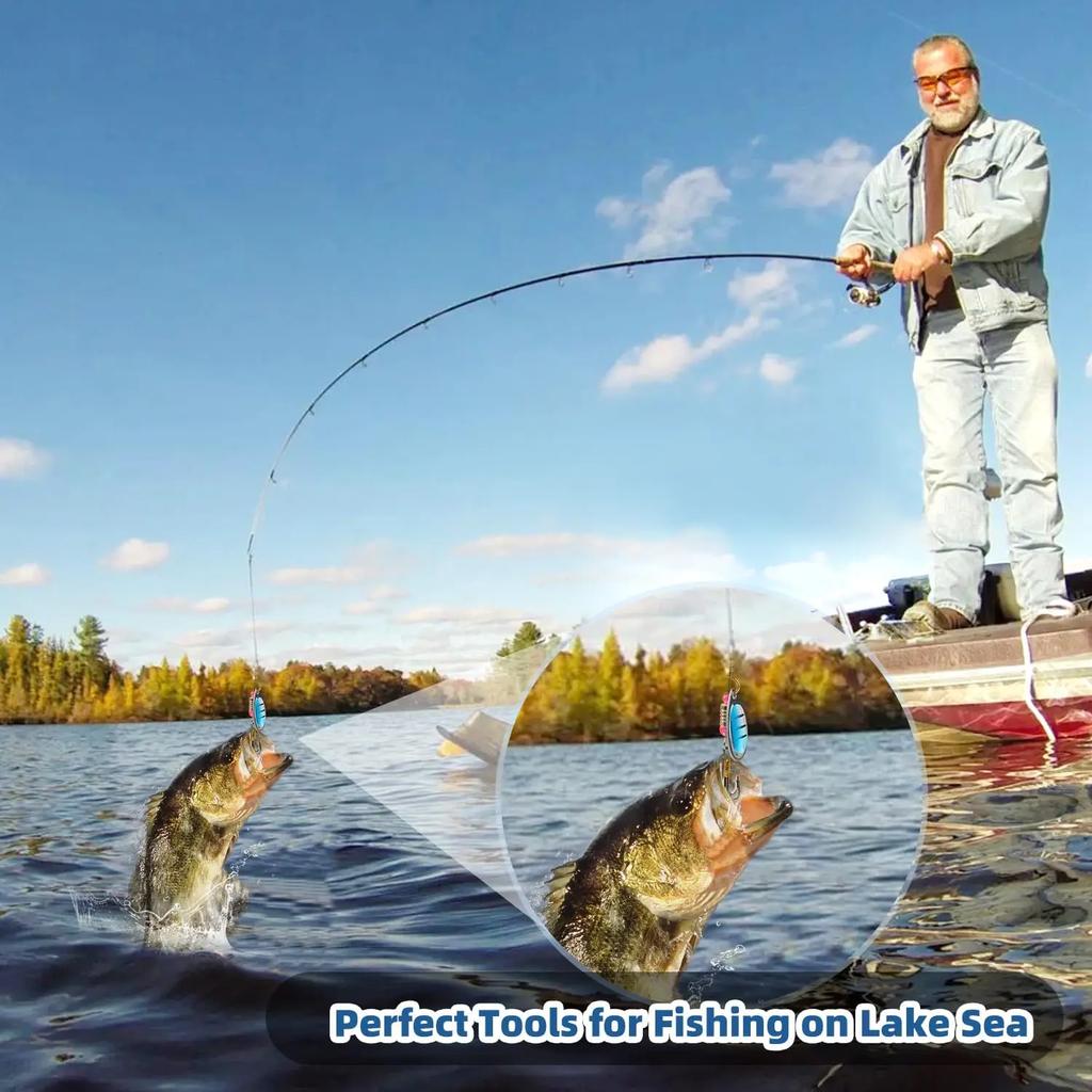 Portable Rotating Sequins Fly Fishing Lure Pike Salmon Sea Fishing Wobbler Trolling Hard Surface Topwater Lure Fishing Bait Kit