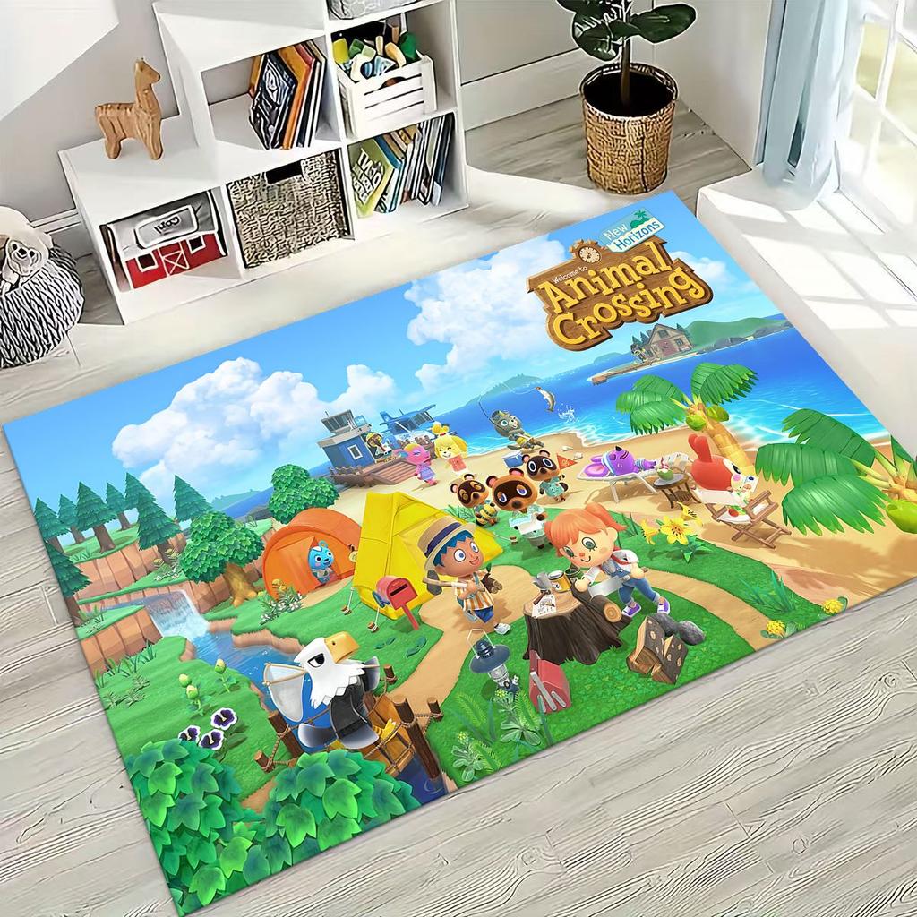 Игровой ковер с мультяшным рисунком Animal Crossing Wild World для спальни, гостиной, дивана, домашний коврик для двери, декор, большой детский игровой нескользящий коврик для пола