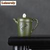 140 мл изысканные чайники из фиолетовой глины Исин, ручной работы, бамбуковый чайник из камня озера Тайху, чайник из сырой руды, зеленый ил, чайный сервиз Zisha