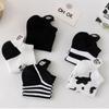 Black White Cute Cartoon Super Thin Women's Socks Boat Socks Striped Cow Socks Ankle Short Socks