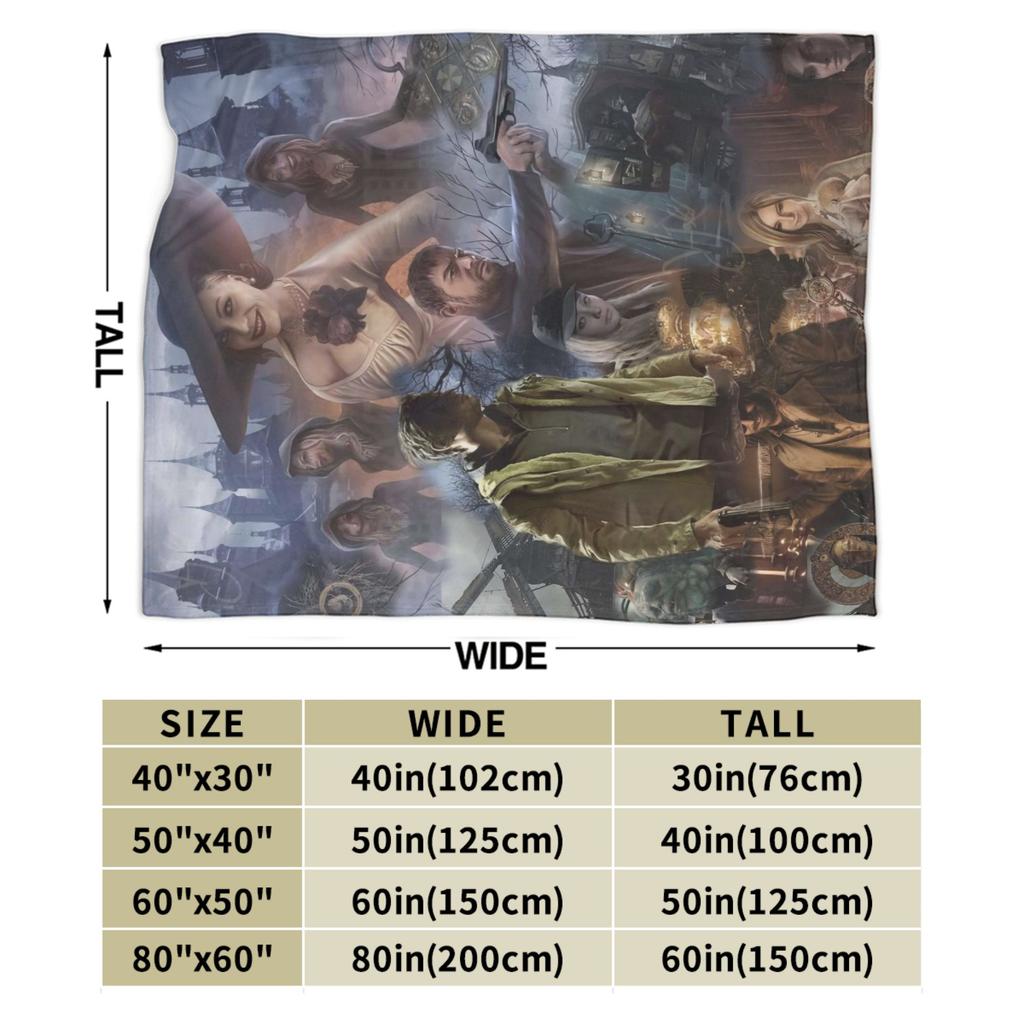 Resident Evils Village Soft Blanket  Kids Plush Throw Blanket Print Couch Chair Flannel Bedspread Sofa Bed Cover