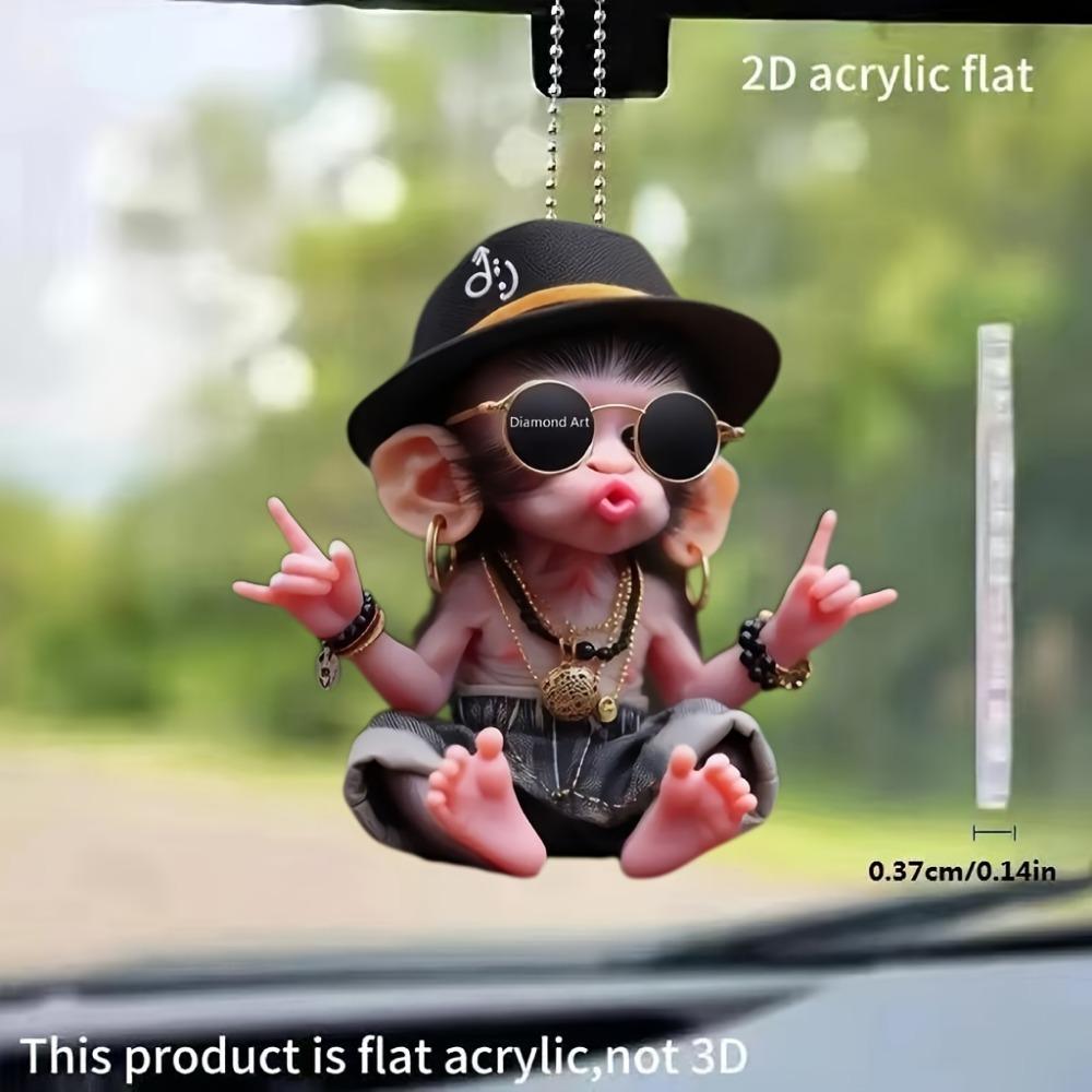 Акриловая плоская двухмерная подвеска в виде обезьяны в капюшоне на автомобиль подойдет для украшения на праздники, День святого Валентина и Рождество, а также в качестве подарка для пар, дома и аксессуаров.