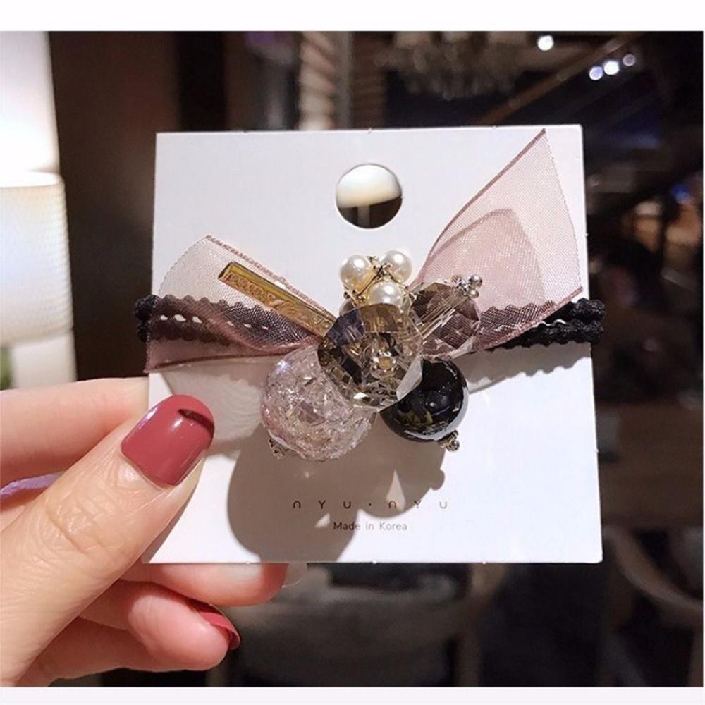Bling Bling Hair Rope Simulation Pearl Hair Ties Ribbon Decoration Ponytail Holders For Women Girl Hair Accessories YSX